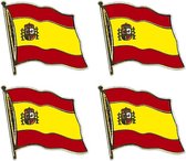 4x stuks pin broche van Vlag Spanje/Spaanse vlag - Spaanse feestartikelen
