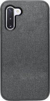 - ADEL Siliconen Back Cover Softcase Hoesje Geschikt voor Samsung Galaxy Note 10 - Stoffen Textiel Grijs