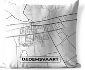 Buitenkussen - Kaart - Dedemsvaart - Zwart - Wit - 45x45 cm - Weerbestendig