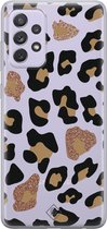 Casimoda® hoesje - Geschikt voor Samsung A72 - Luipaard - Backcover - Siliconen/TPU - Bruin/beige