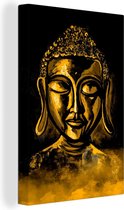 Canvas Schilderij Boeddha - Goud - Verf - 20x30 cm - Wanddecoratie