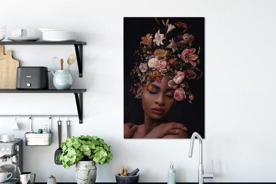 Peintures sur Toile Bouquet - Femme - Maquillage - 40x60 cm - Décoration murale