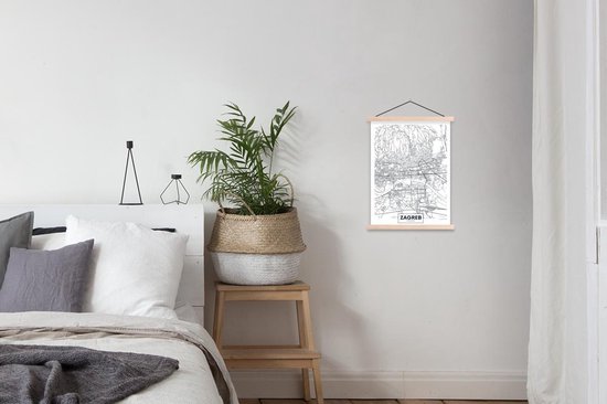 Porte-affiche avec affiche - Affiche scolaire - Carte - Zagreb - Croatie - Simple - 40x53 cm - Lattes vierges