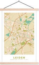 Porte-affiche avec affiche - Affiche scolaire - Plan de la ville - Leiden - Vintage - 60x90 cm - lattes vierges
