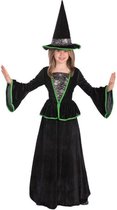 Carnival Toys Kostuum Heks Meisjes Fluweel Zwart/groen Maat 110