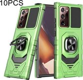 Voor Samsung Galaxy Note20 Ultra 10 PCS Union Armor Magnetische PC + TPU Shockproof Case met 360 Graden Rotatie Ring Houder (Smaragdgroen)