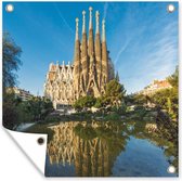 Tuinposters Barcelona - Sagrada Familia - Water - 50x50 cm - Tuindoek - Buitenposter