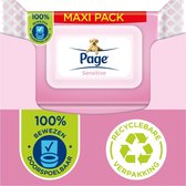 Page vochtig toiletpapier - Sensitive maxi vochtig wc papier - voordeelverpakking - 74 x 6 stuks - 444 velletjes