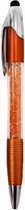 balpen 2-in-1 glitter led 14 cm oranje