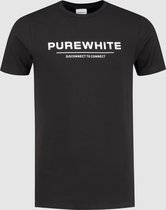 Purewhite -  Heren Slim Fit    T-shirt  - Zwart - Maat S