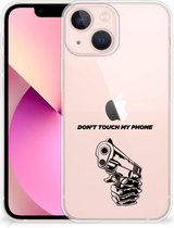 Telefoonhoesje iPhone 13 mini Back Cover Siliconen Hoesje Transparant Gun Don't Touch My Phone