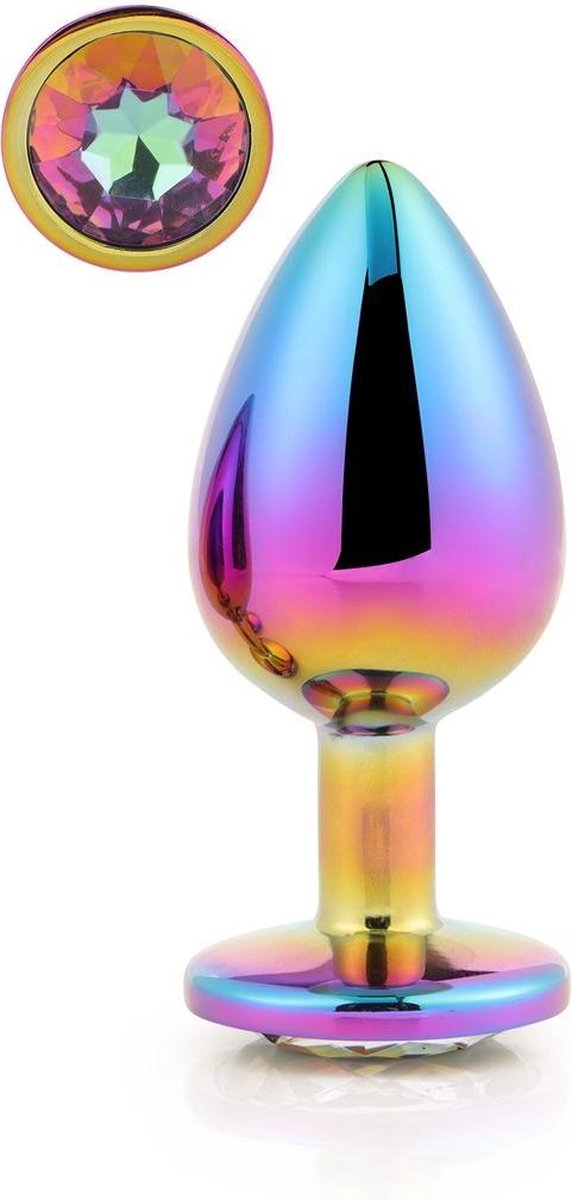 Goedkoopste Dream Toys - Aluminium anaalplug met siersteen Large Gleaming Love - Multi color