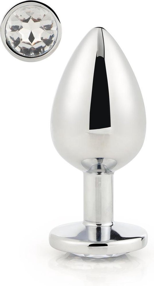 Goedkoopste Dream Toys - Aluminium anaalplug met siersteen Large Gleaming Love - Zilver