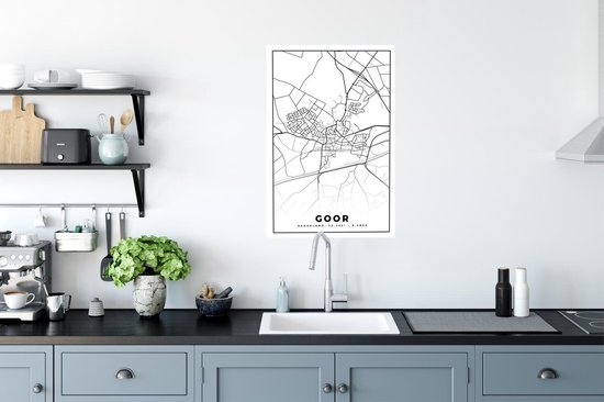 Affiche Carte - Goor - Zwart - Wit - 40x60 cm