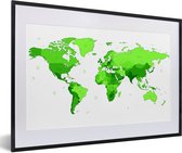 Fotolijst incl. Poster - Wereldkaart - Trendy - Groen - 60x40 cm - Posterlijst