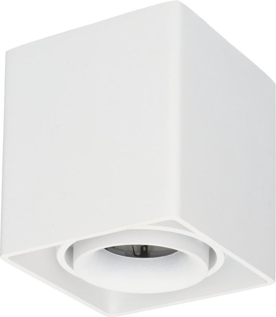 HOFTRONIC Esto - Plafondspot Wit Opbouw - Kantelbaar en Dimbaar - Verwisselbare GU10 Spot - 4000K Neutraal wit - 5 Watt 400 lumen - 95x95x105mm - IP20 voor woonkamer, slaapkamer en gang - Plafondverlichting binnen