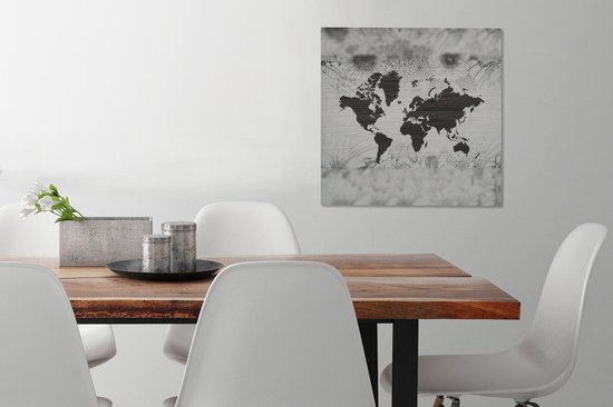 Peintures Toile Wereldkaart - Bloem - Marron - 50x50 cm - Décoration murale