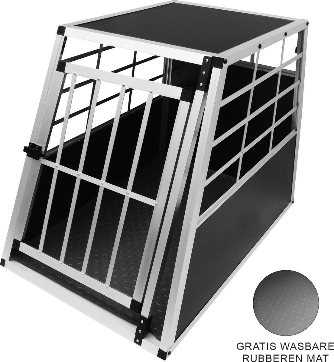 Hondenkooi voor auto - zwart/zilver - large - aluminium frame