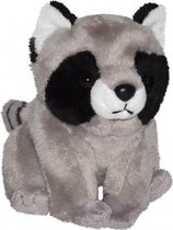 knuffel wasbeer junior 13 cm pluche grijs/zwart