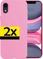 Hoes voor iPhone XR Hoesje Siliconen Case - Hoes voor iPhone XR Hoes - Roze - 2 Stuks