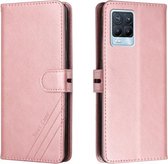 Voor Realme 8/8 Pro Stitching Style 2-Color Koe Textuur Horizontale Flip PU Lederen Case met Houder & Card Slot & Lanyard (Rose Gold)