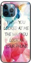 Gehard glas + TPU-randbeschermhoes voor iPhone 13 Pro (aquarel)
