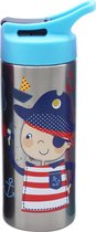 Must Drinkfles Junior 500 Ml 7,5 X 17 Cm Rvs Zilver/blauw