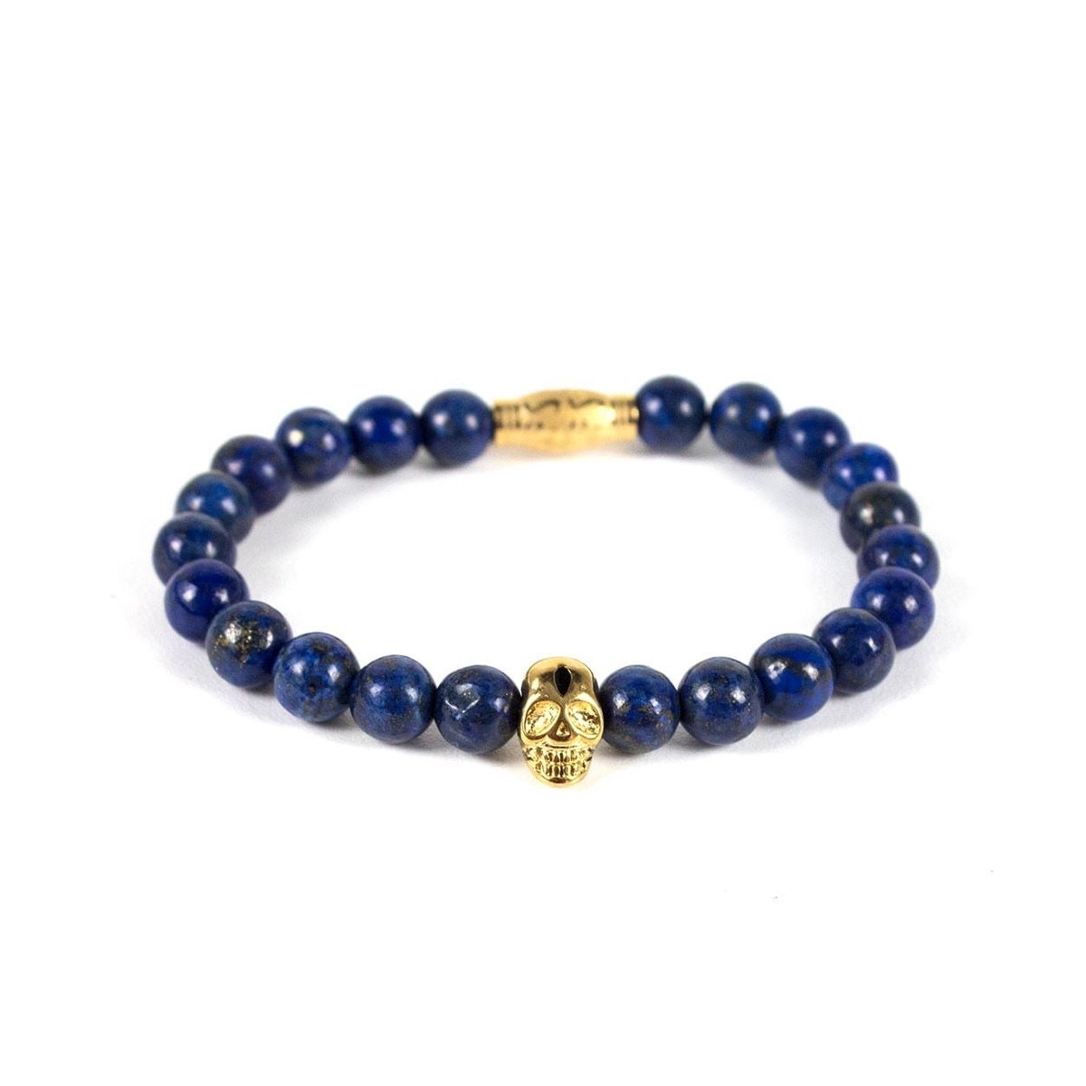 Gold Skull Bracelet - Blue - Armband - Medium