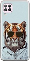 Huawei P40 Lite hoesje siliconen - Tijger wild | Huawei P40 Lite case | blauw | TPU backcover transparant