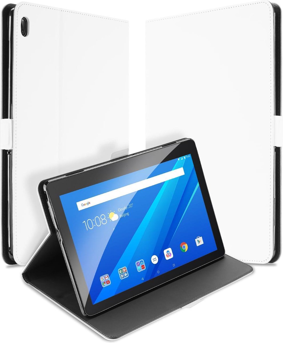 Bookcover Lenovo Tab E10 Hoes Wit met Standaardfunctie