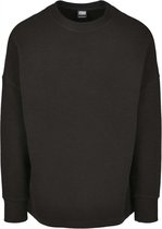 Urban Classics Crewneck sweater/trui -S- Cut On Sleeve Naps Interlock Zwart