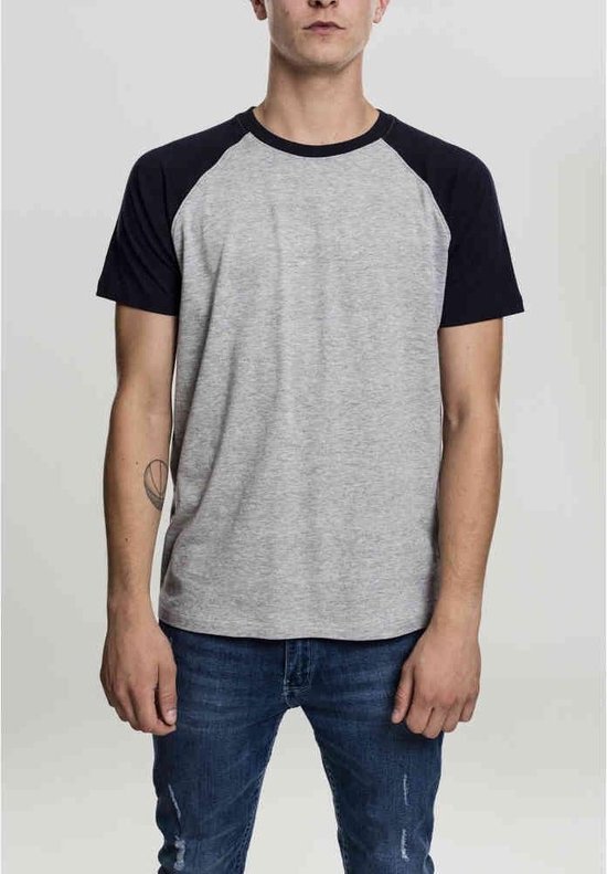 Urban Classics - Raglan Contrast Heren T-shirt - L - Grijs