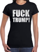 Fuck trump protest t-shirt zwart voor dames M