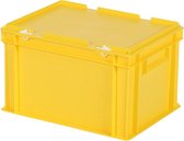 Stapelbak met deksel - Opbergbox -  400x300xH250mm - geel