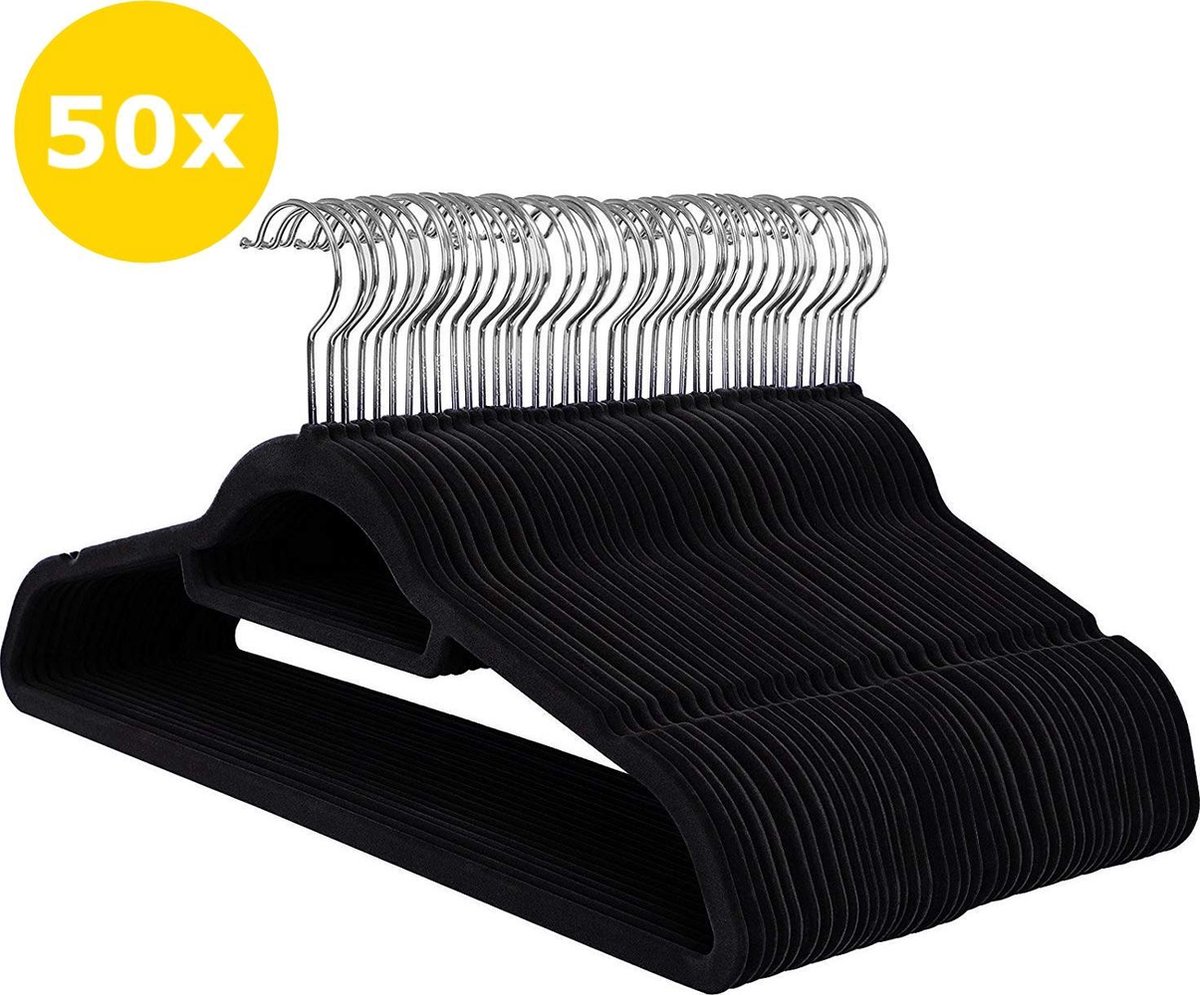 ACAZA 50 Anti-slip kleerhangers - Ultra-dunne Kledinghangers met Fluweel - Kapstokken met Broeklat o