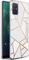 iMoshion Hoesje Geschikt voor Samsung Galaxy A71 Hoesje Siliconen - iMoshion Design hoesje - Wit / Meerkleurig / Goud / White Graphic