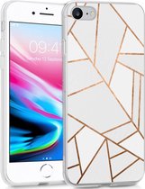 iMoshion Design voor de iPhone SE (2022 / 2020) / 8 / 7 / 6s hoesje - Grafisch Koper - Wit / Goud