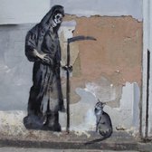 BANKSY Cat With Grim Reaper Canvas Print