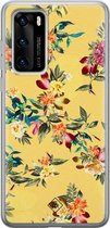 Huawei P40 hoesje siliconen - Floral days | Huawei P40 case | geel | TPU backcover transparant