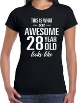 Awesome 28 year / 28 jaar cadeau t-shirt zwart dames XL