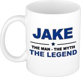 Jake The man, The myth the legend cadeau koffie mok / thee beker 300 ml