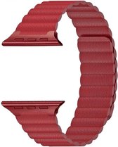 Shop4 - Bandje voor Apple Watch 4 44mm - Kunstleer Rood