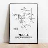 Volkel city poster, A4-formaat met lijst, plattegrond poster, woonplaatsposter, woonposter