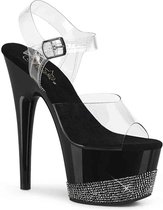 Pleaser Sandaal met enkelband, Paaldans schoenen -39 Shoes- ADORE-708-3 Paaldans schoenen Zwart/Zwart