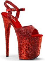 Pleaser Sandaal met enkelband, Paaldans schoenen -35 Shoes- FLAMINGO-810LG Paaldans schoenen Rood
