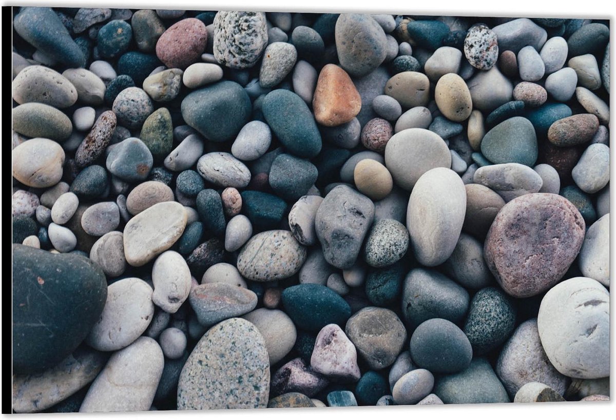 Dibond –Verschillende Kleuren Stenen– 150x100 Foto op Aluminium (Wanddecoratie van metaal) op Prijzenvolger.com