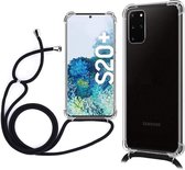 Samsung Galaxy S20 Plus Telefoonhoesje met koord - Kettinghoesje - Anti Shock - Transparant TPU - Draagriem voor Schouder / Nek - Schouder tas - ZT Accessoires