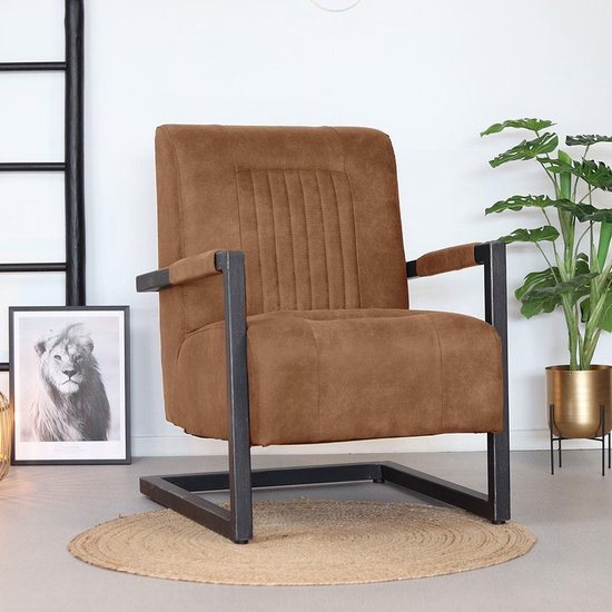 helper Noord Amerika Jaarlijks Bronx71® Industriële fauteuil Austin cognac microvezel | bol.com