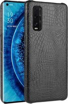 Oppo Find X2 Kunstleren Hoesje met Krokodil Textuur Zwart
