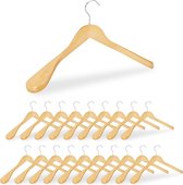 Relaxdays 20x kleerhangers hout - kledinghangers hout - brede schouder - voor jassen